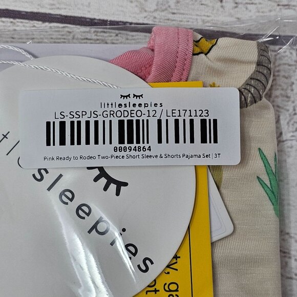 Little Sleepies Pink Ready To Rodeo two piece short sleeve & shorts pj set 3T - Picture 2 of 3